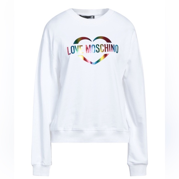 Love Moschino Tops - Love Moschino Boxy Fit Sweatshirt with Rainbow Heart Print Cotton 12